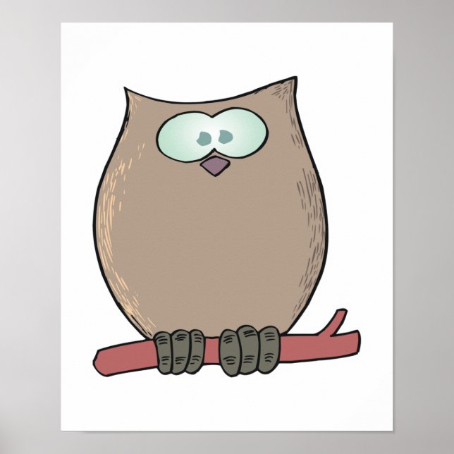 Póster coruja engraçada e fofa (Frente)
