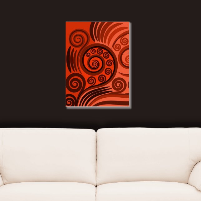 Poster Coruja Fern, inspirada na Natureza, de Rust Orange (Red Orange Stylized Unfurling Fern Frond Poster)