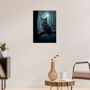 Poster Coruja na Floresta de Lua - Vida Selvagem Noturna