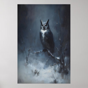 Poster Coruja na Floresta Nevada, Arte de Parede de Anima