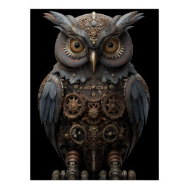 Póster Coruja Ornamentada de Relógio