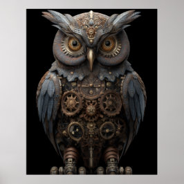 Poster Coruja Ornamentada de Relógio