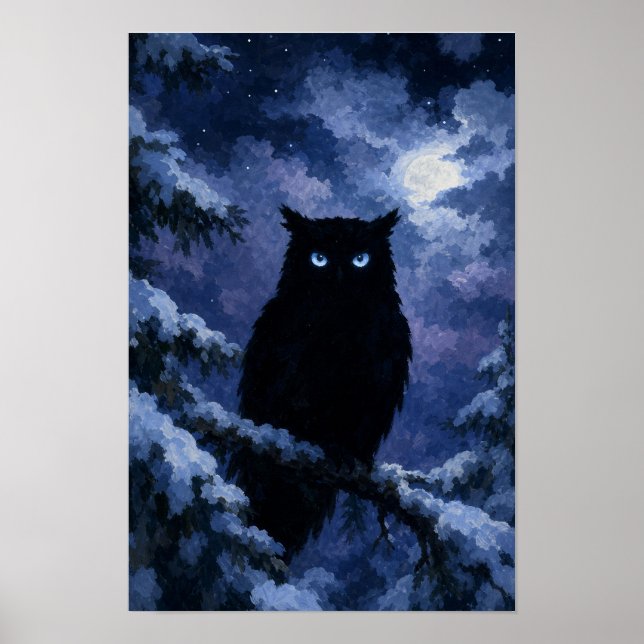 Poster 	 Coruja Preta em Noite Nevosa (Frente)