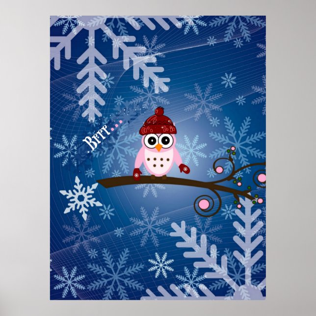 Poster Coruja Rosa, (Frente)