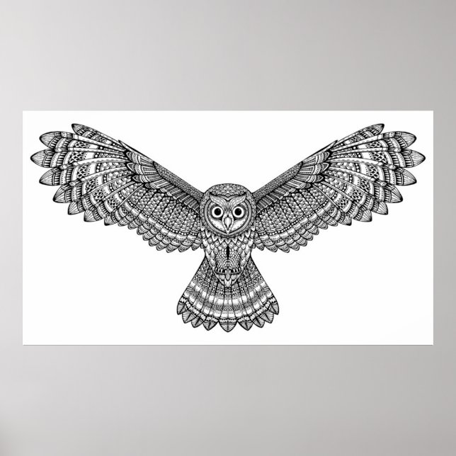 Poster Coruja Voadora Zendoodle 2 (Frente)