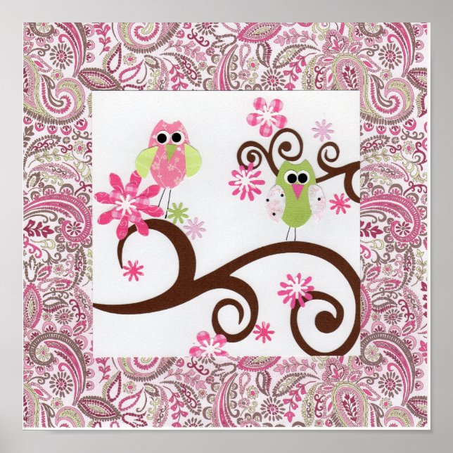 Póster Corujas Paisley (Frente)