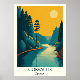 Poster Corvallis Oregon Vintage River Forest Viagem Art