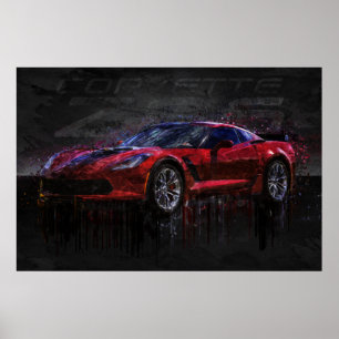 Poster Corveta vermelha e preta Z06