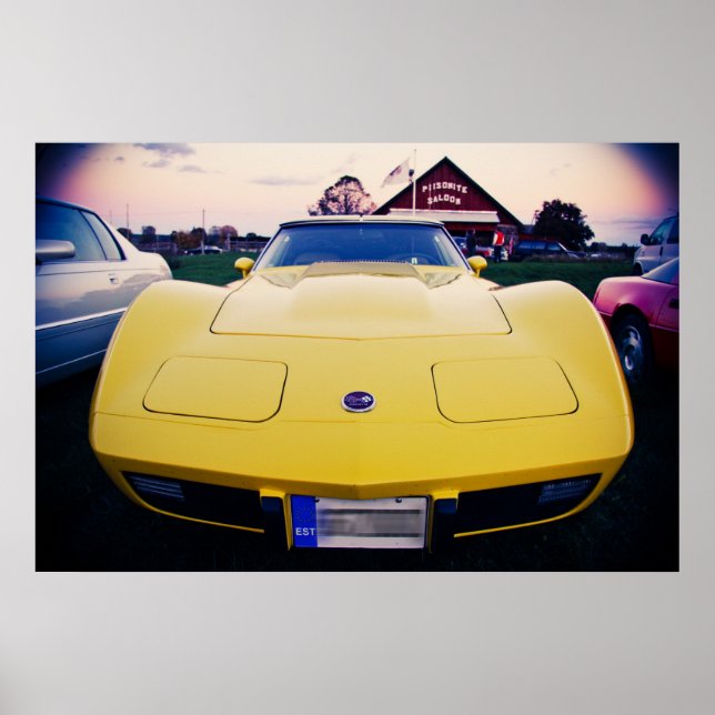 Poster Corvette Chevrolet Amarelo 1977 (Frente)