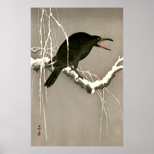 Poster Corvo Crocitante Shoson Ohara 1930 (Frente)