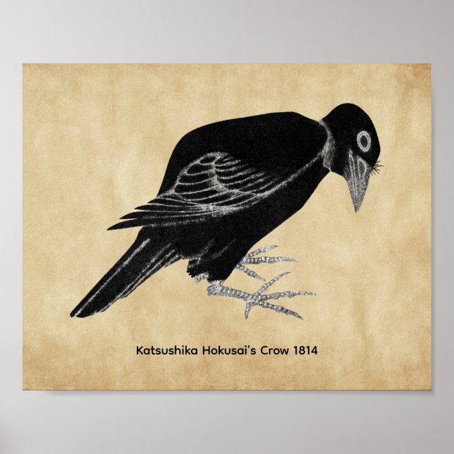 Poster Corvo de Katsushika Hokusai  1814 (Frente)