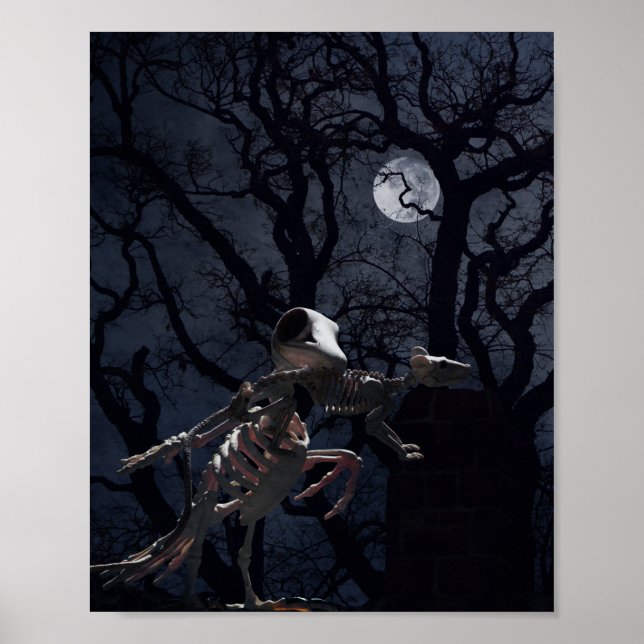 Poster Corvo e Esqueleto de Rato ao Luar (Frente)