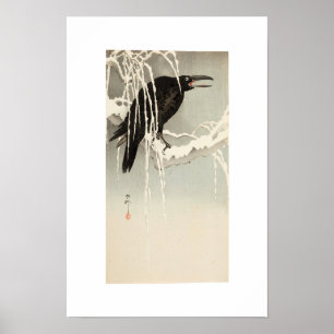 Poster Corvo em um Galho Nevado por Ohara Koson