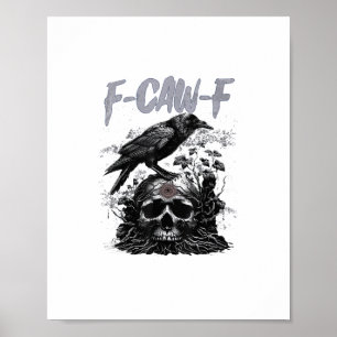Poster Corvo F-Caw-F Engraçado Funny Halloween Retro Clás