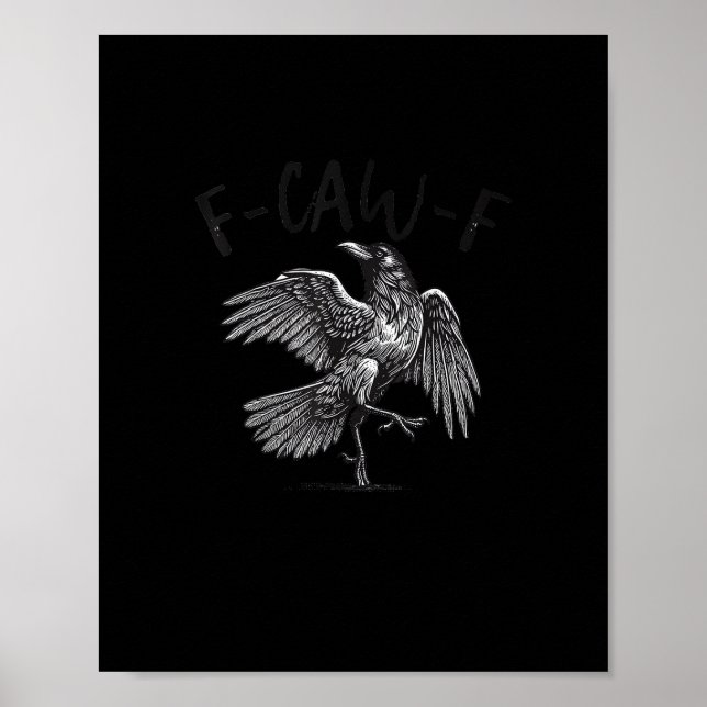 Poster Corvo, F-Caw-F Pássaro Engraçado Gráfico Retro (Frente)