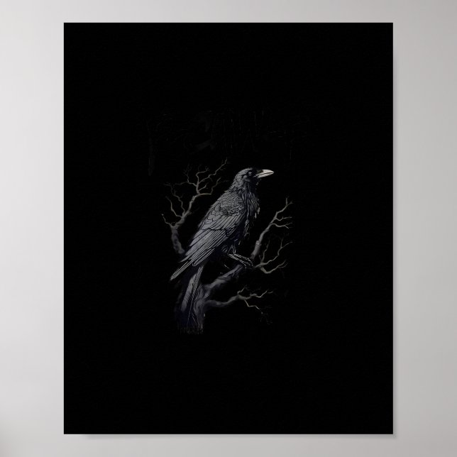 Poster Corvo, F-Caw-F Pássaro Engraçado Lua Gótico Humor  (Frente)