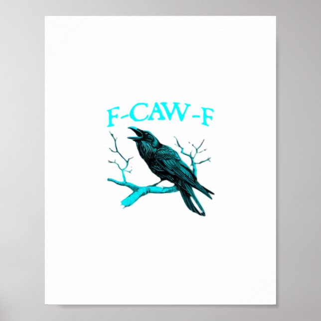 Poster Corvo F-Caw-F Pássaro Engraçado Retro (Frente)