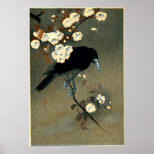 Poster Corvo & flor por Ohara Koson (1910)