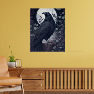 Poster Corvo Gótico Escuro na Noite de Halloween Spooky