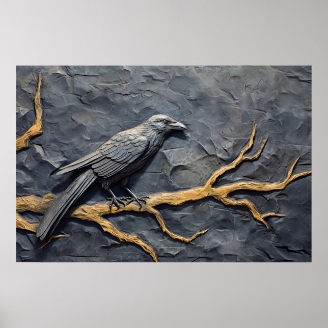Poster Corvo perfurado em alivio em barra (Frente)