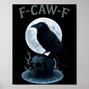 Poster Corvo Preto Gótico Crânio Lua Halloween