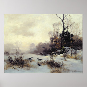 Póster Corvos em um inverno Paisagem, 1907