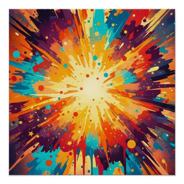 Póster Cosmic Burst Abstract Splatter Art (Frente)