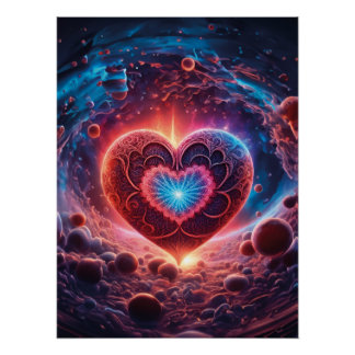Póster Cosmic Love: Radiant Heart in the Cosmos