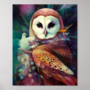 Poster Cosmic Owl Fantasy Art