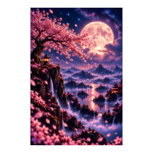 Cosmic Sakura: Flores de Lua Fantasia Arte Espacia
