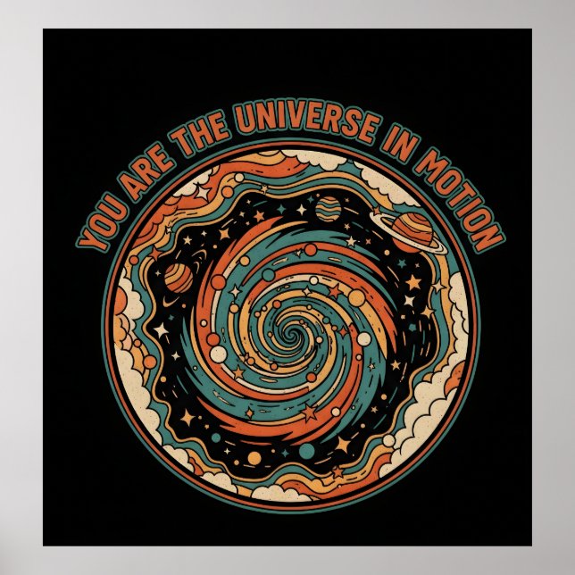 Poster Cosmic Universe In Motion - Retro Aesthetic Spirit (Frente)