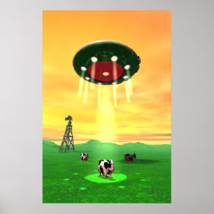 Poster cósmico da abducção da vaca