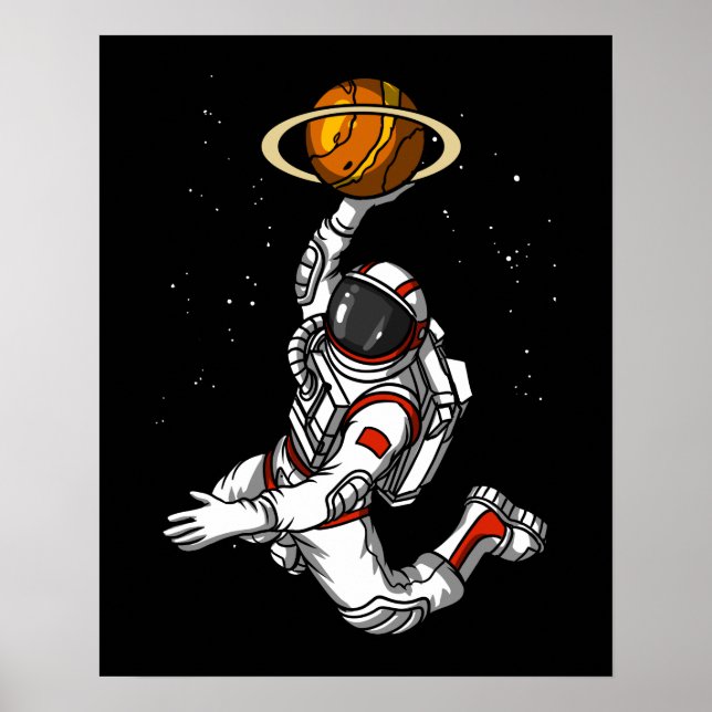 Poster Cósmico no Planeta Espacial do Basquete (Frente)