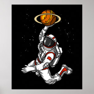Poster Cósmico no Planeta Espacial do Basquete