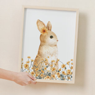 Poster Cosmos Bunny Flower Woodland Decor