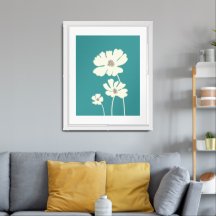 Cosmos Flowers Silhouettes Moderno Muro Floral