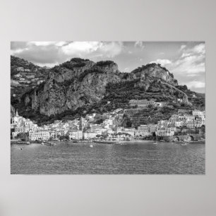 Póster Costa Amalfi Monocromática