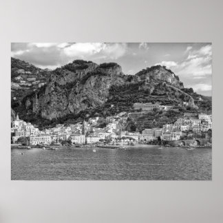 Póster Costa Amalfi Monocromática