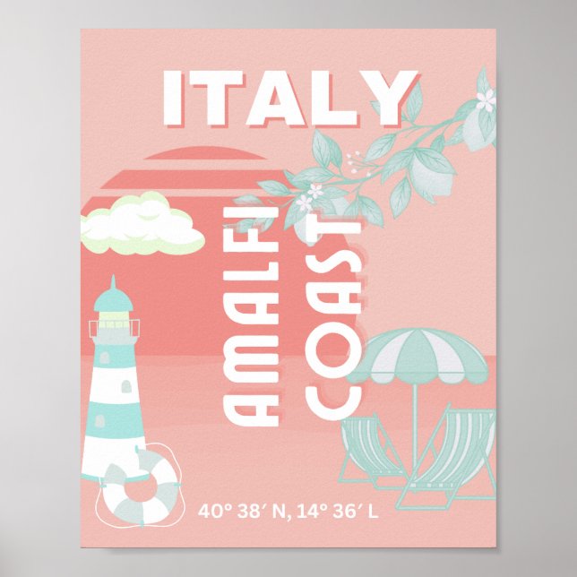 Poster Costa Amalfi, Viagem de Arte, Pastel (Frente)