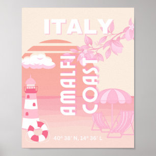 Poster Costa Amalfi, Viagem, Pré-Pol, Viagem, Pastel