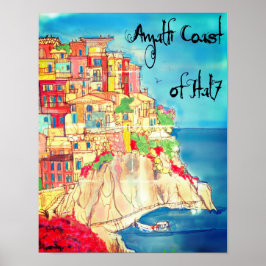 Poster Costa Amalfitana da Itália pôster 11" X 14"