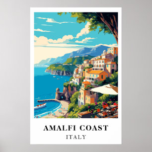 Poster Costa Amalfitana Itália Arte de Parede de Viagem R