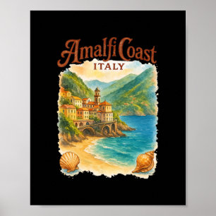 Poster Costa Amalfitana Itália Praia de Conchas Férias Vi