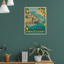 Poster Costa Amalfitana Itália Viagem Vintage
