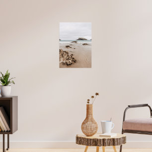 Poster Costa arenosa com rochas, estética oceânica sombri
