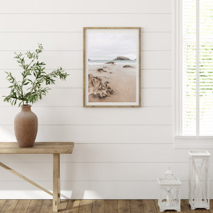 Poster Costa arenosa com rochas, estética oceânica sombri