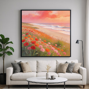 Poster Costa Carmesim - Estilo de Arte de Pintura Pastel