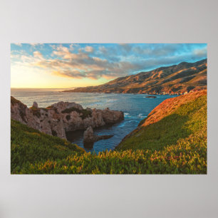 Poster Costa da Califórnia no Verão ao Pôr do Sol