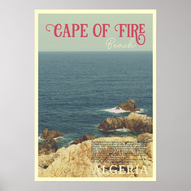 Poster Costa da praia do Cabo de Fogo Jijel, Argélia (Frente)