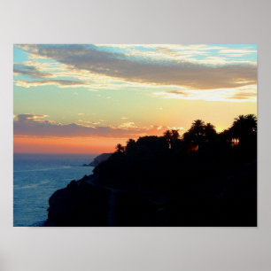 Póster Costa de Califórnia nas palmas reais de San Pedro